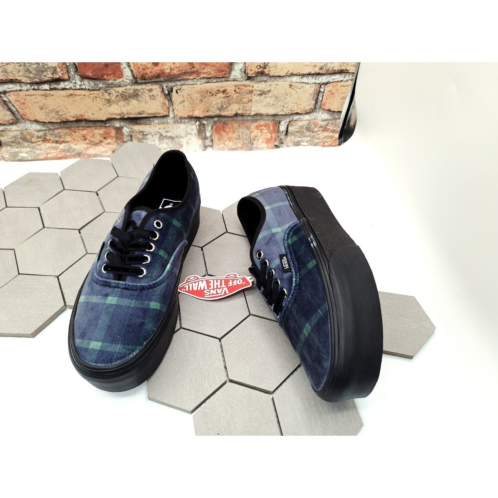 VANS Authentic Stackform Velvet Plaid Blue School Girl Platform Women's Size 9.5 - Picture 6 of 9